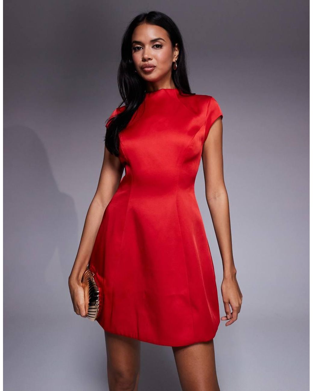 Bardot Red Delphi Satin Mini Dress