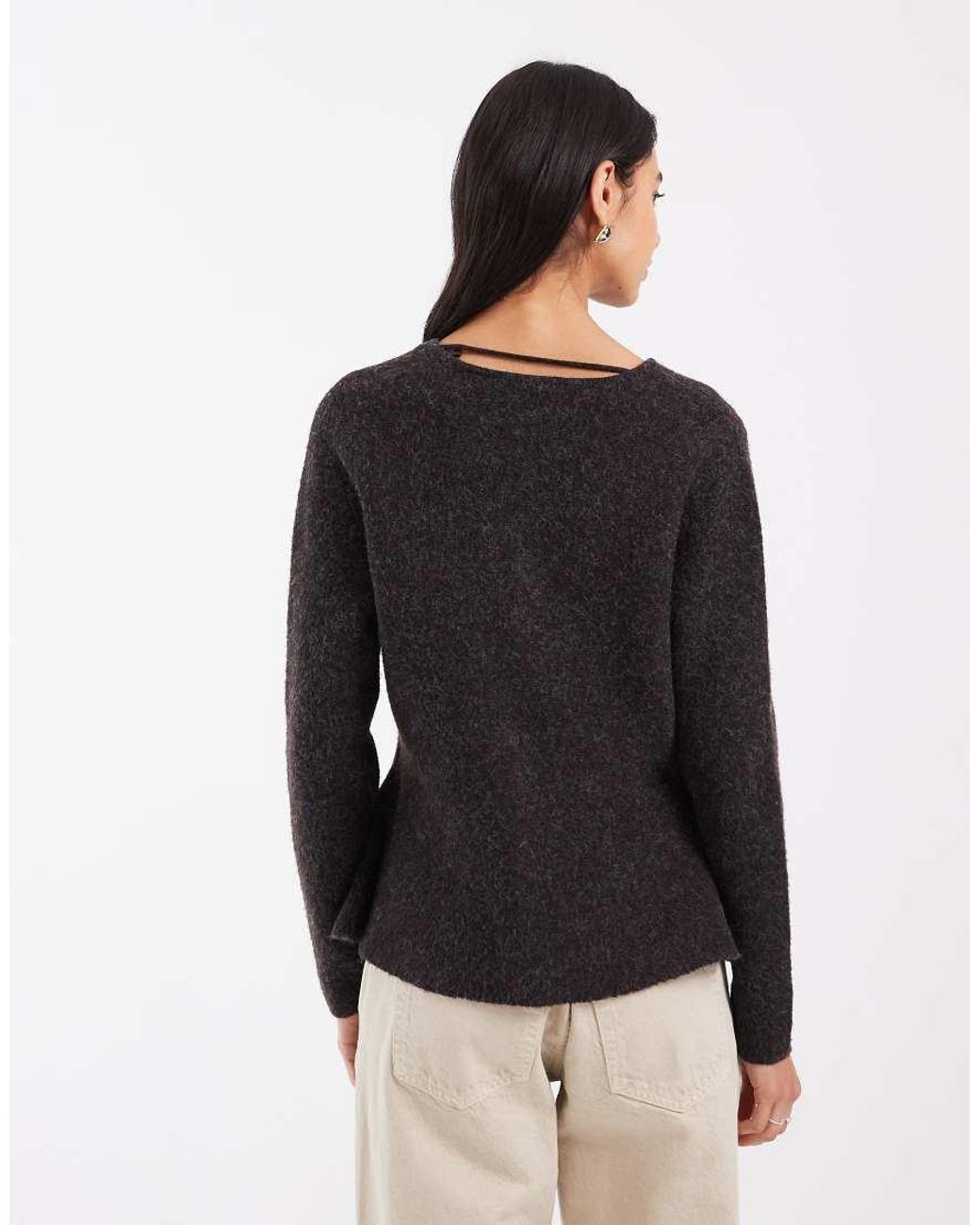 Vero Moda Black O-neck Peplum Jacquard Cardigan