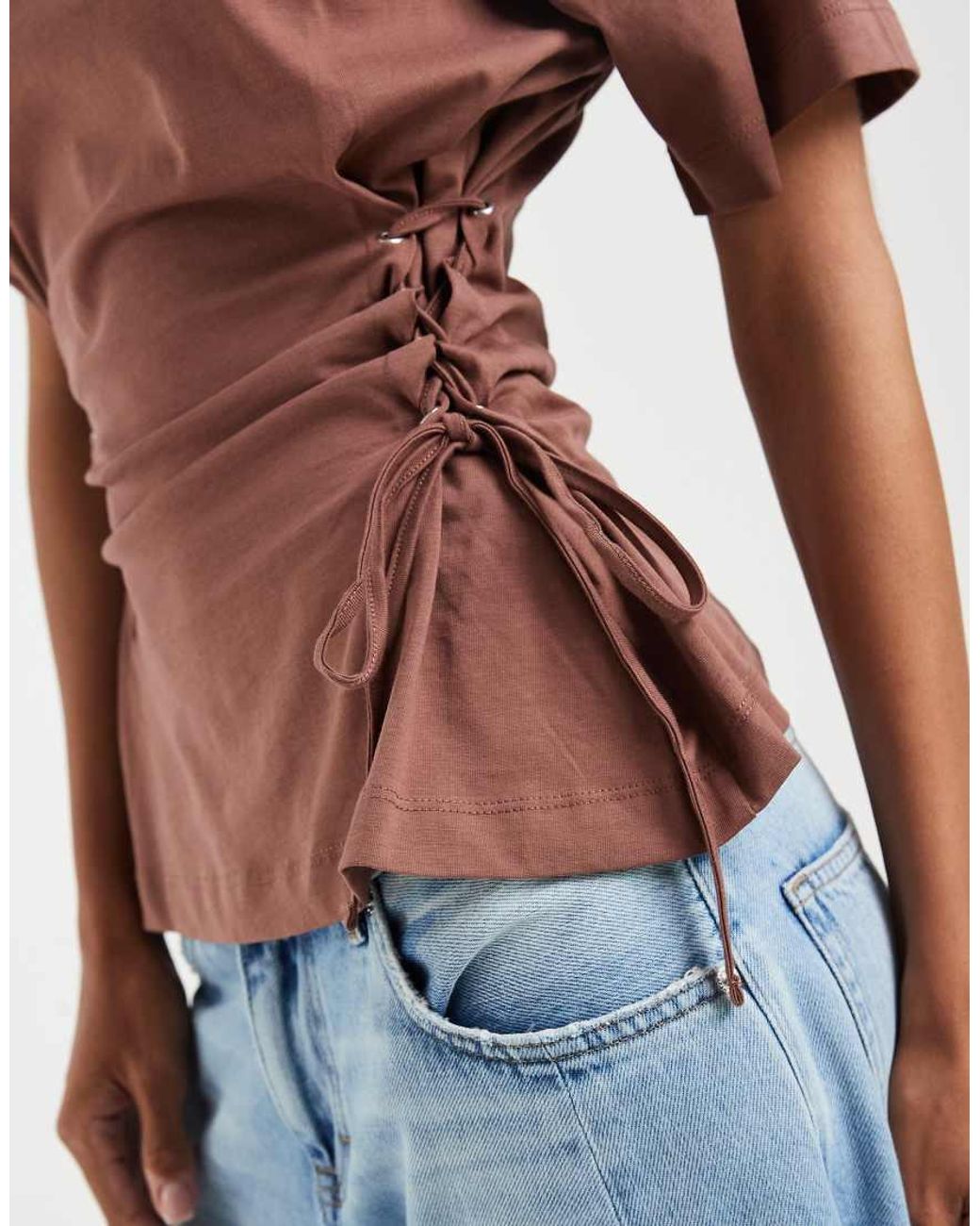 ASOS Red Lace Up Tie Side T-shirt