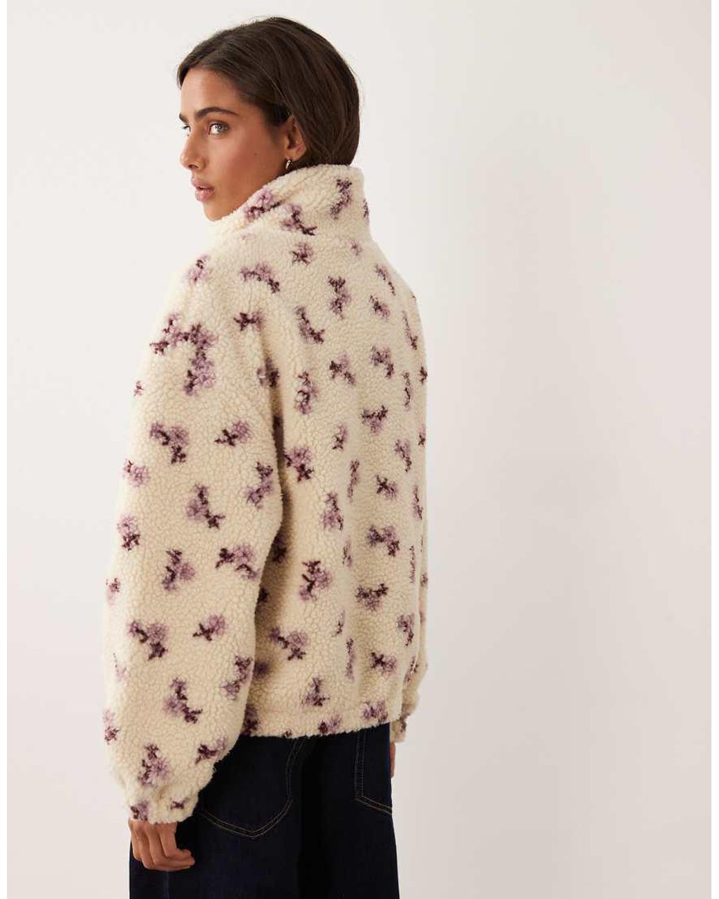 Miss Selfridge Natural Borg Fleece Jacket