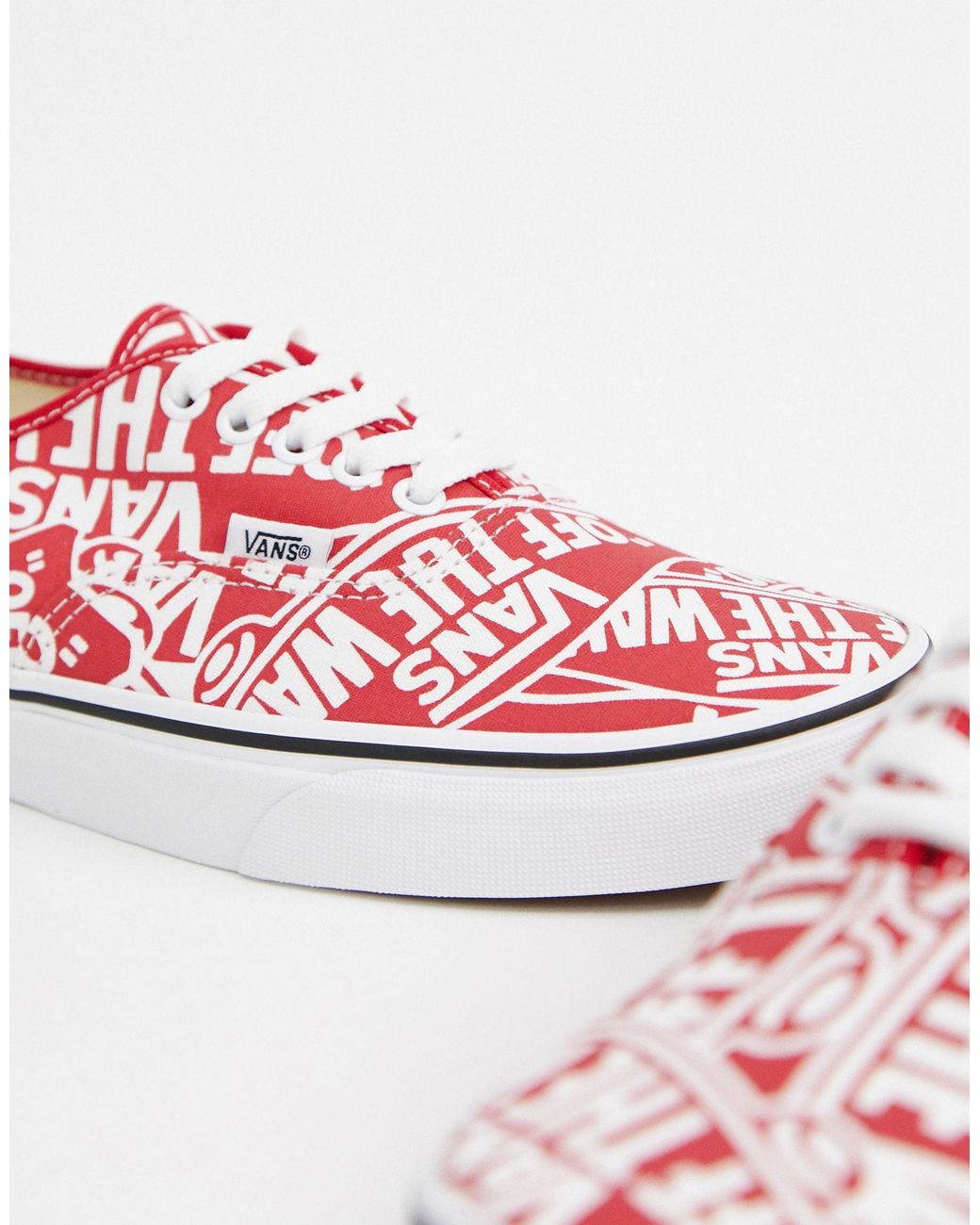 Vans Authentic All Over Print Plimsolls in Red for Men | Lyst Canada