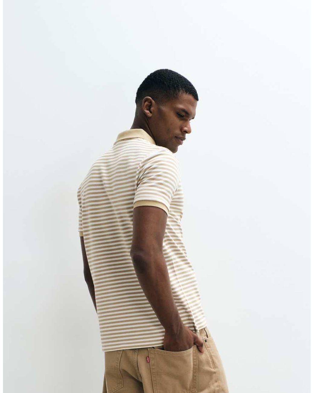 Polo Ralph Lauren White Slim Custom Short Sleeve Striped Polo Shirt for men