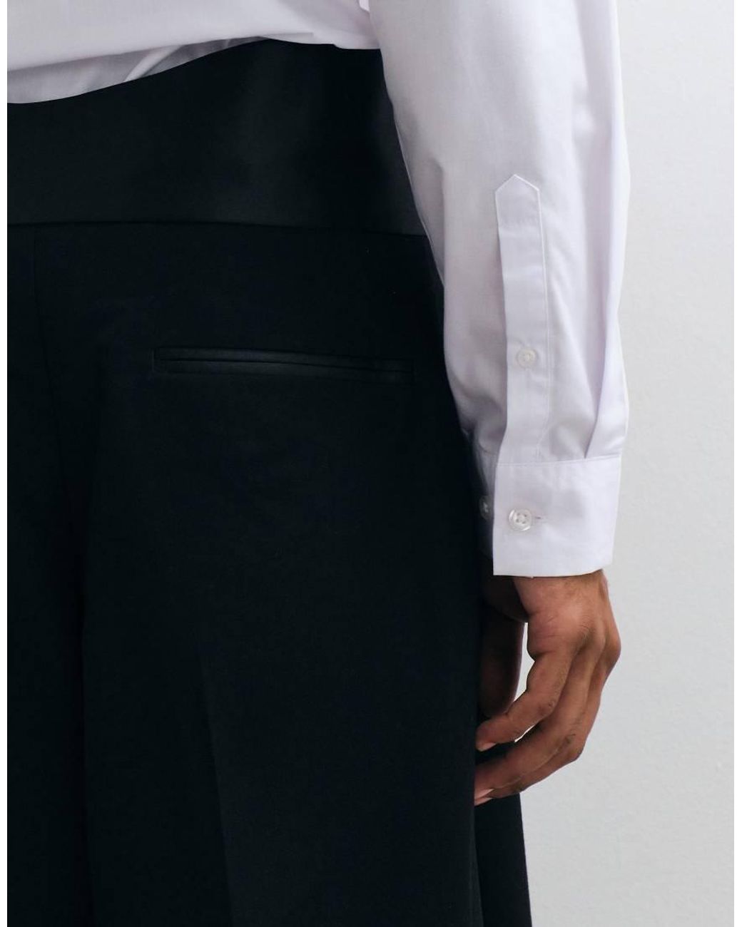 ASOS Blue Tailored Loose Leg Trousers With Cummerbund Waist for men