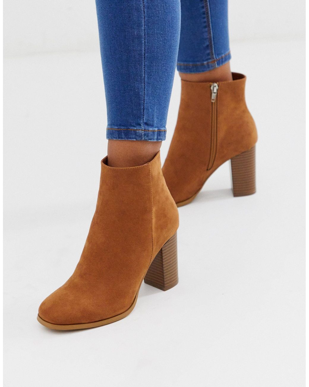 heeled brown booties