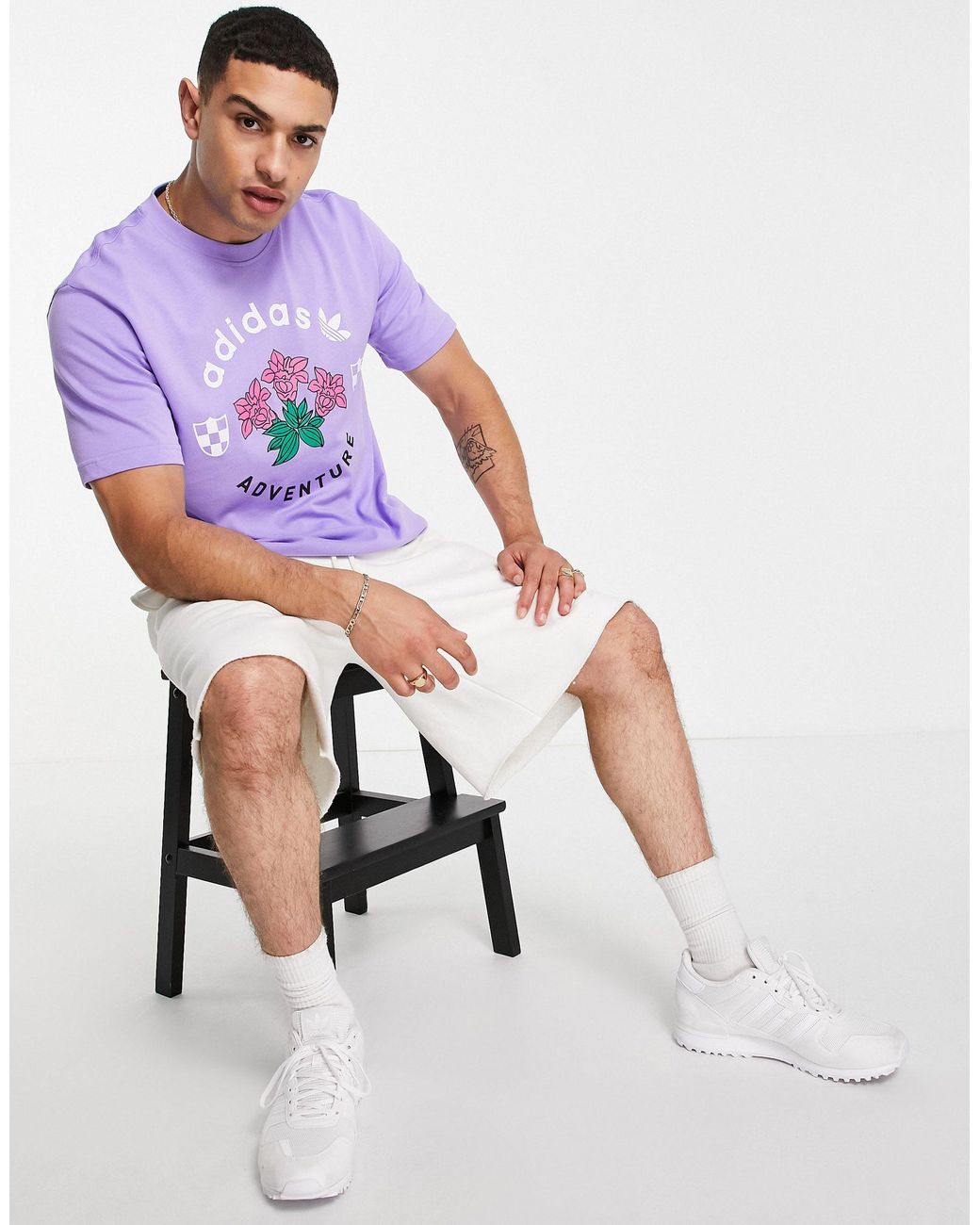Camiseta con estampado adidas Originals de Algodón de color Morado para  hombre | Lyst