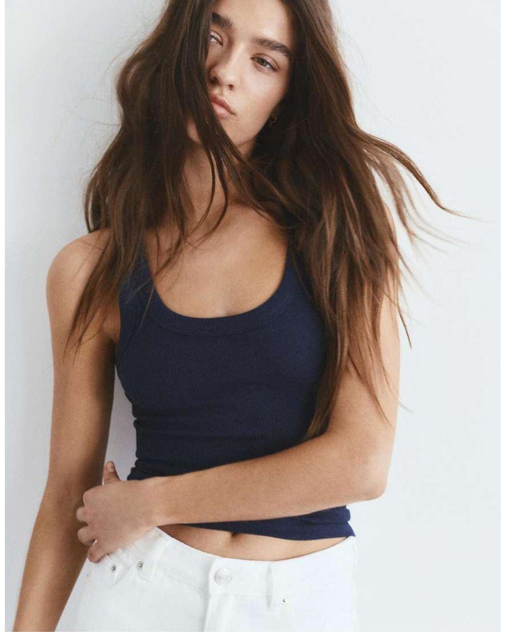 Pull&Bear Basic Tanktop in het Blue