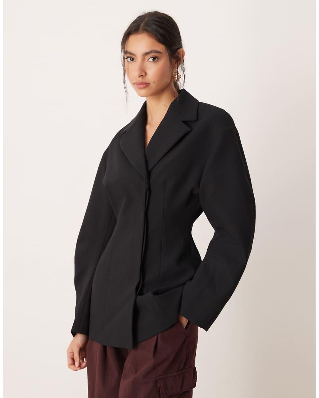 ASOS Blue Tailored Collar Cinch Waist Jacket
