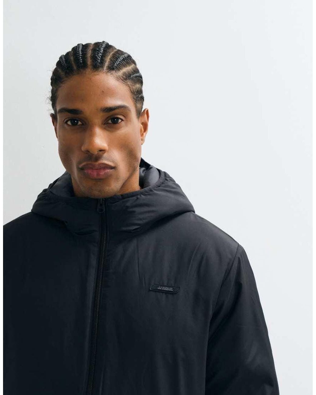 JJ Rebel Blue Hooded Puffer With Small Logo Detail for men