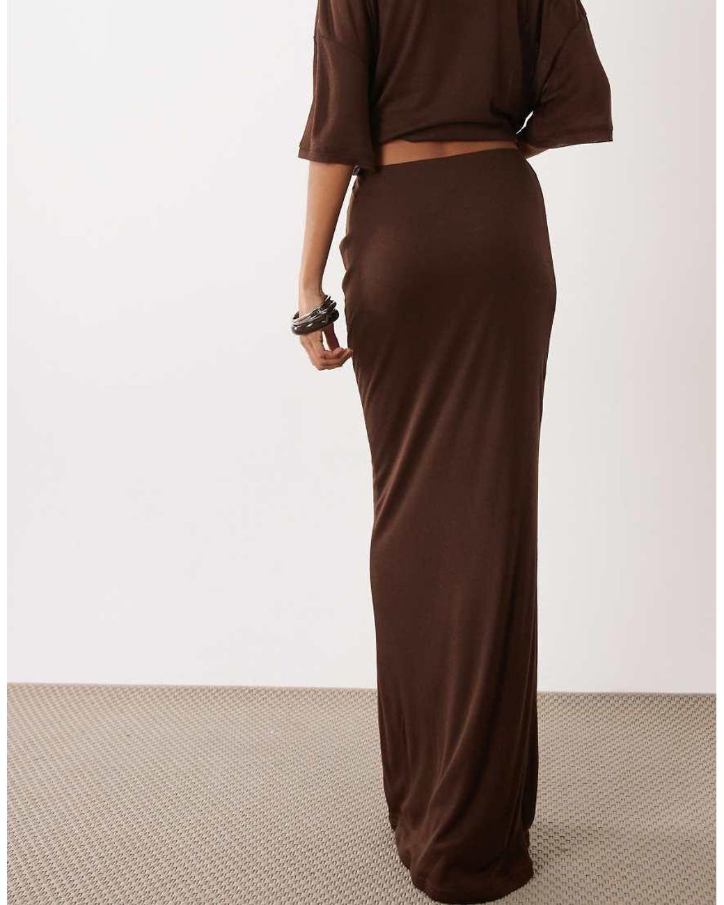 SNDY'S Brown Fine Knit High Waisted Maxi Skirt