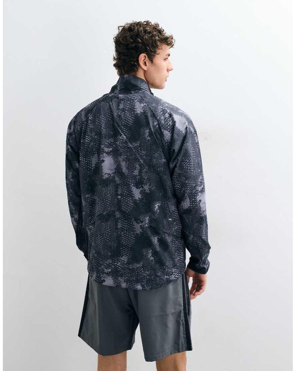 Adidas Originals Blue Adidas Running Graphic Jacket for men