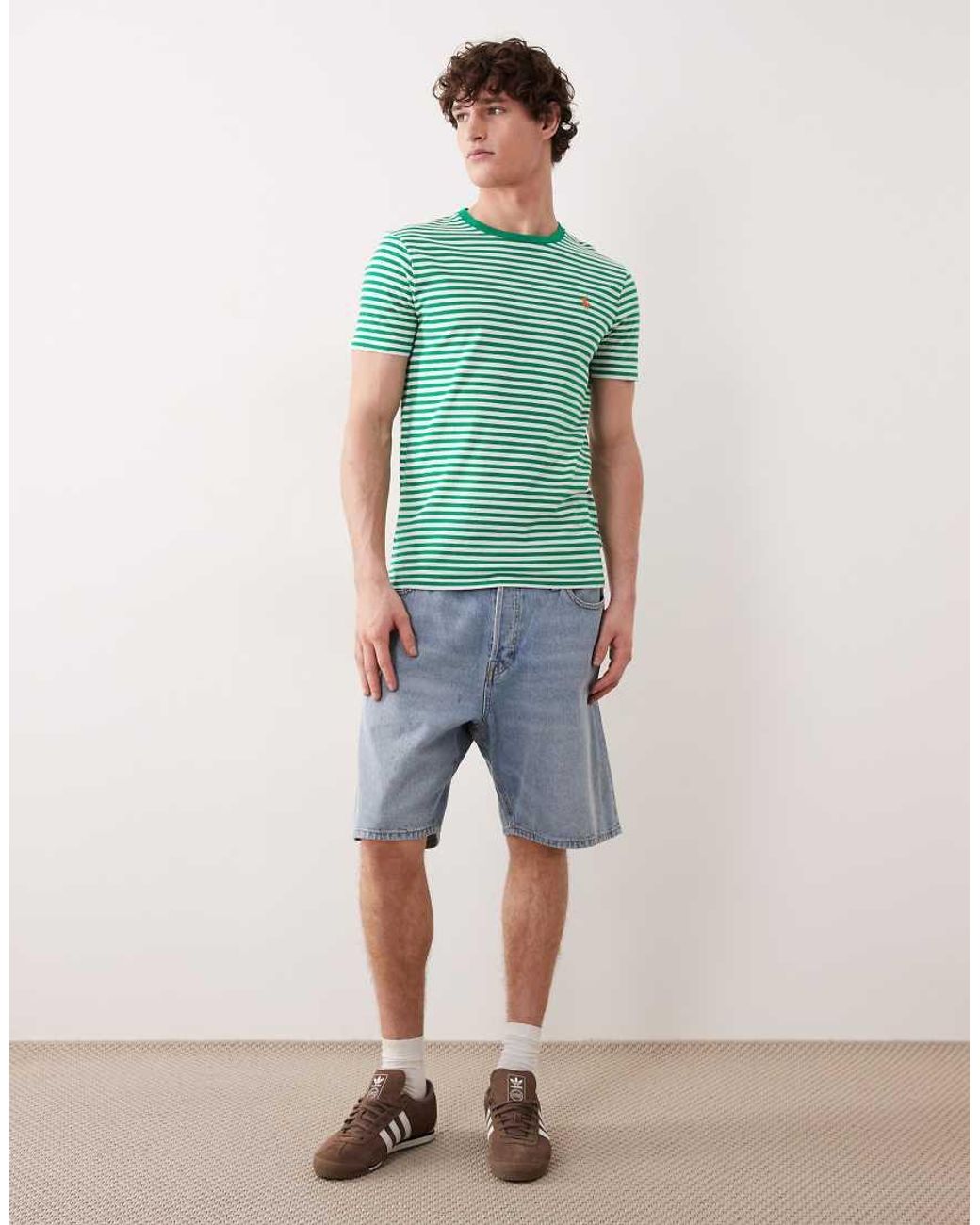 Polo Ralph Lauren Green Icon Logo Stripe Pima Cotton T-shirt Custom Fit for men