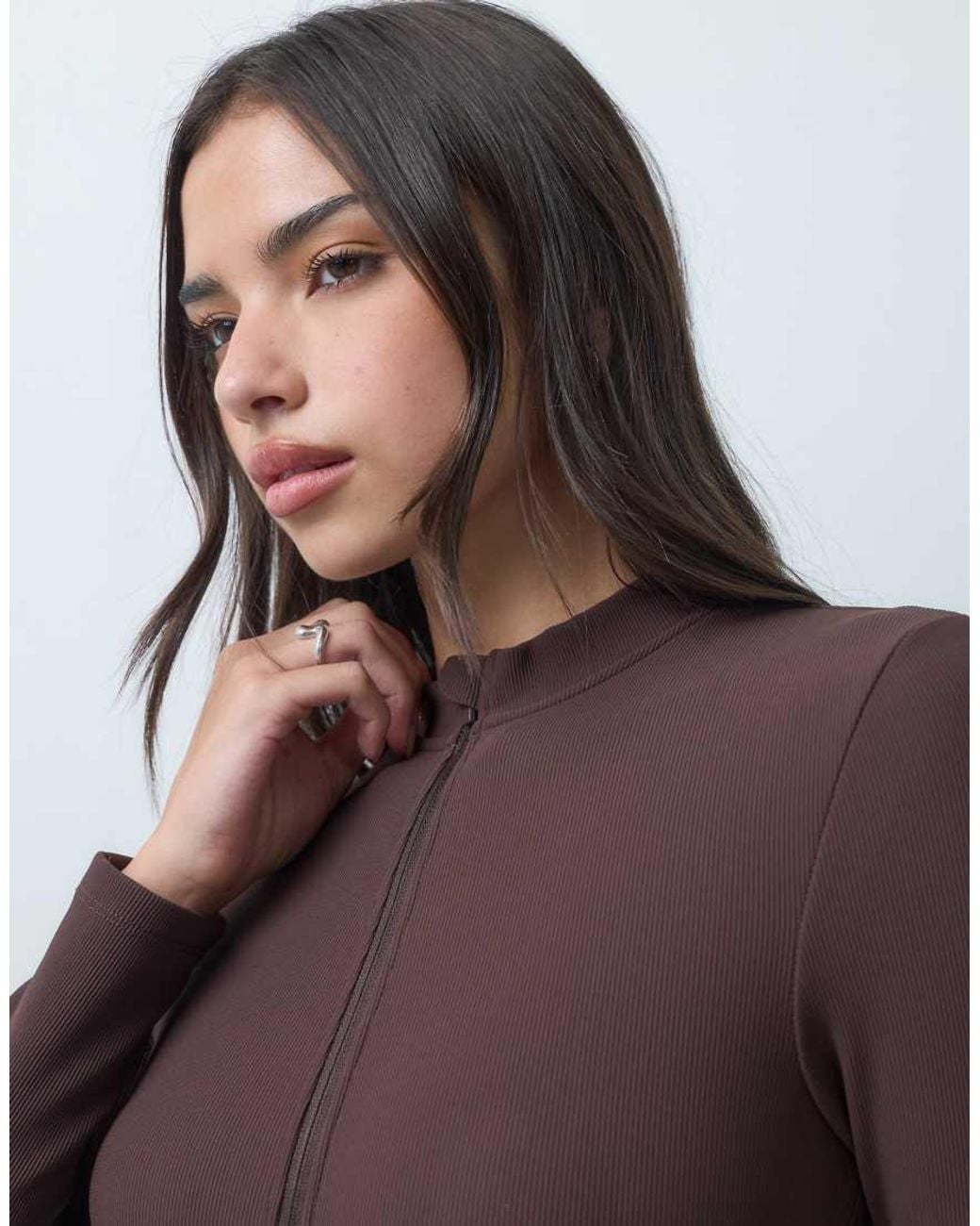 ASOS 4505 Ski & Snow Brown 4505 Ski Thermal Ribbed Fleece Back Base Layer Long Sleeve Unitard
