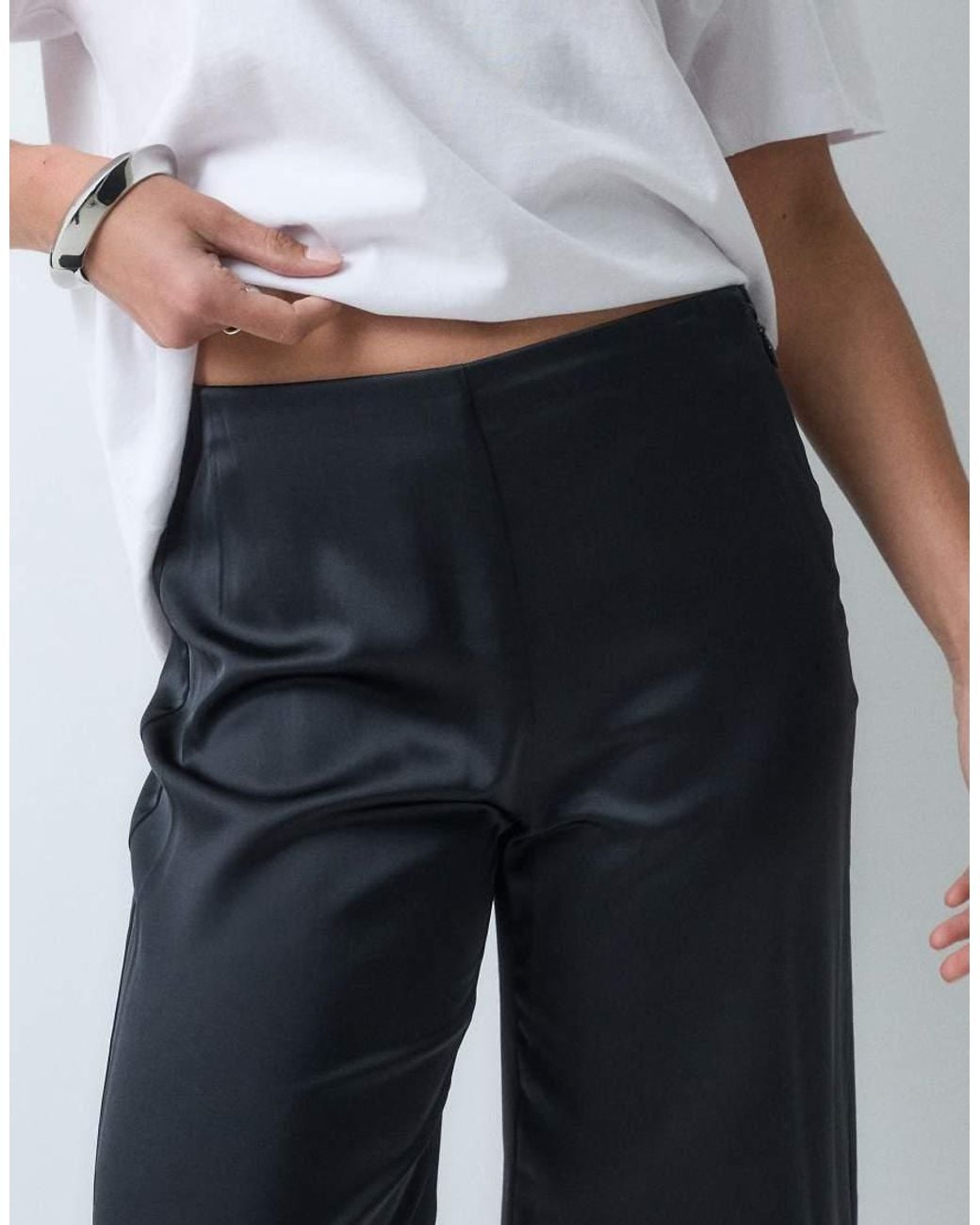 Abercrombie & Fitch Blue Satin High Rise Wide Leg Trouser Co-ord