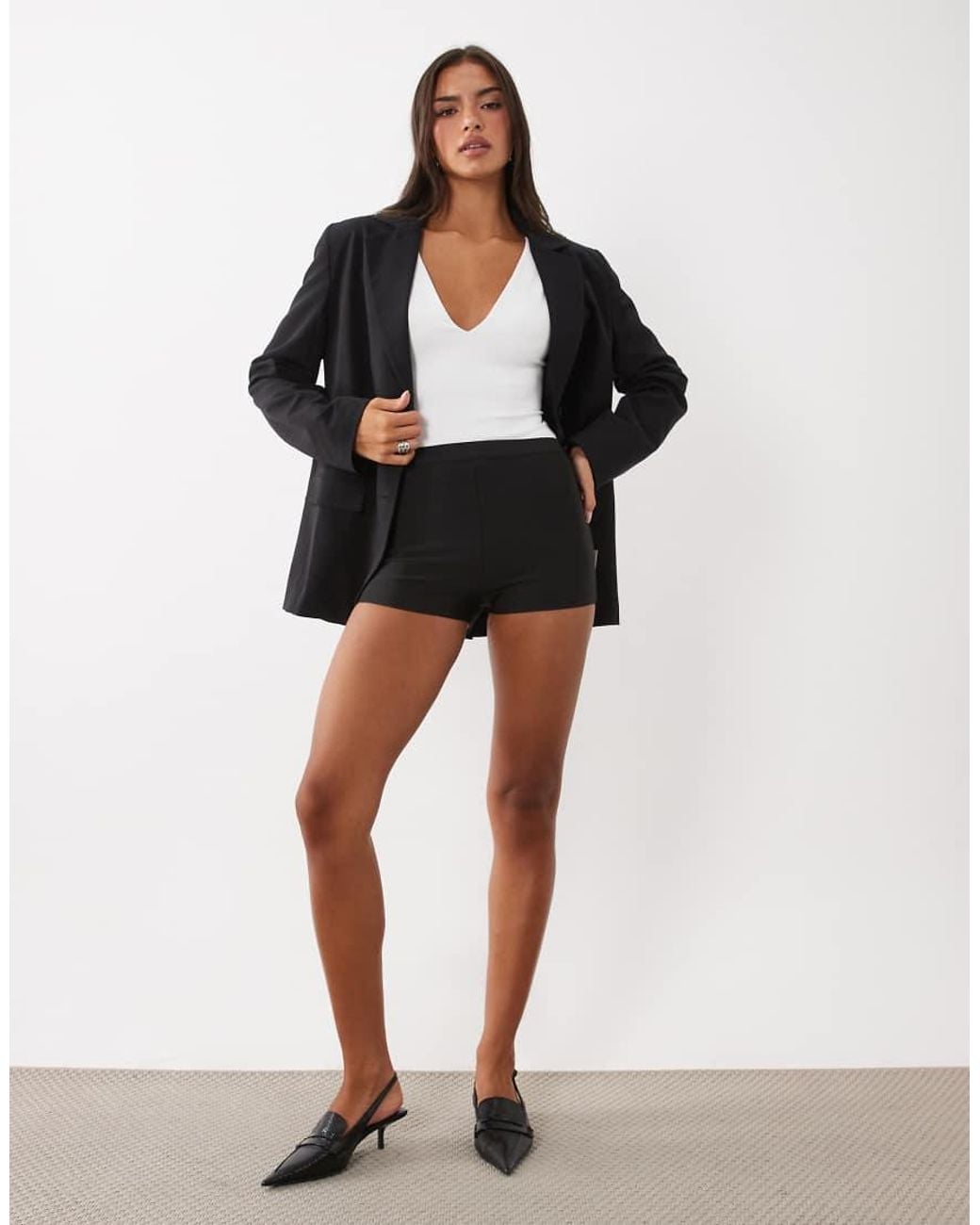 ASOS Black High Waist Bandage Mini Short