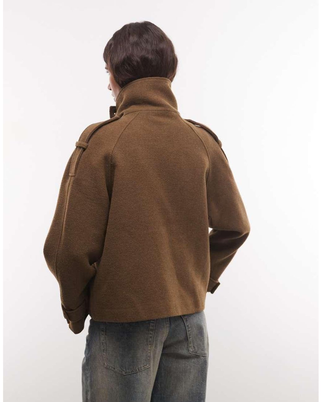 Monki Brown Funnel Neck Jacket