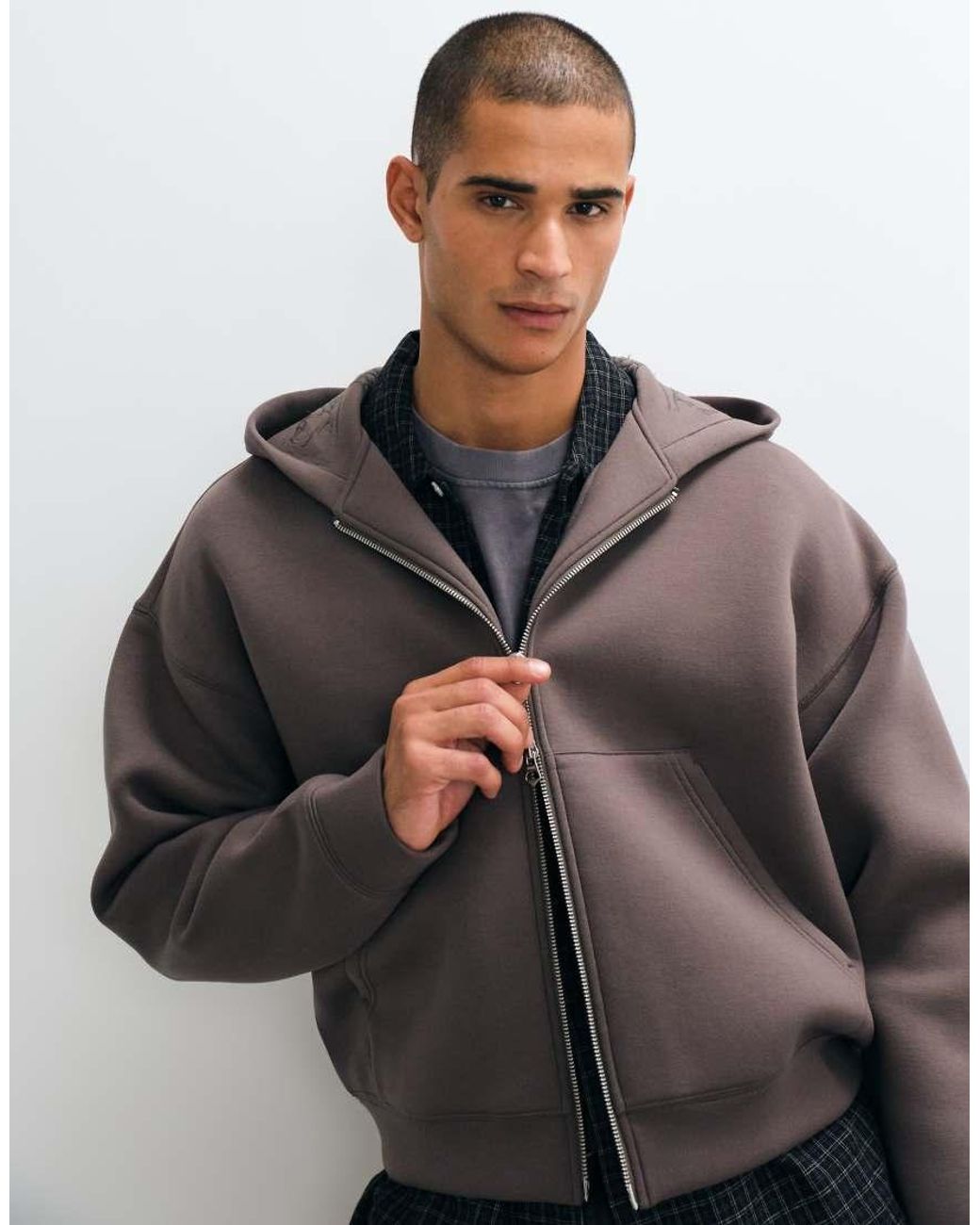 Weekday Multicolor Scuba-style Fabric Zip Hoode With Back Embroidery for men