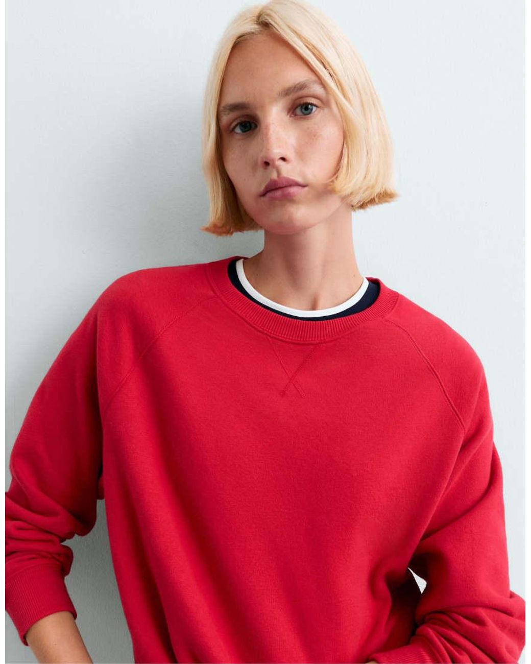 Oysho Red Marl Cotton-Blend Fleece Crew-Neck Sweatshirt