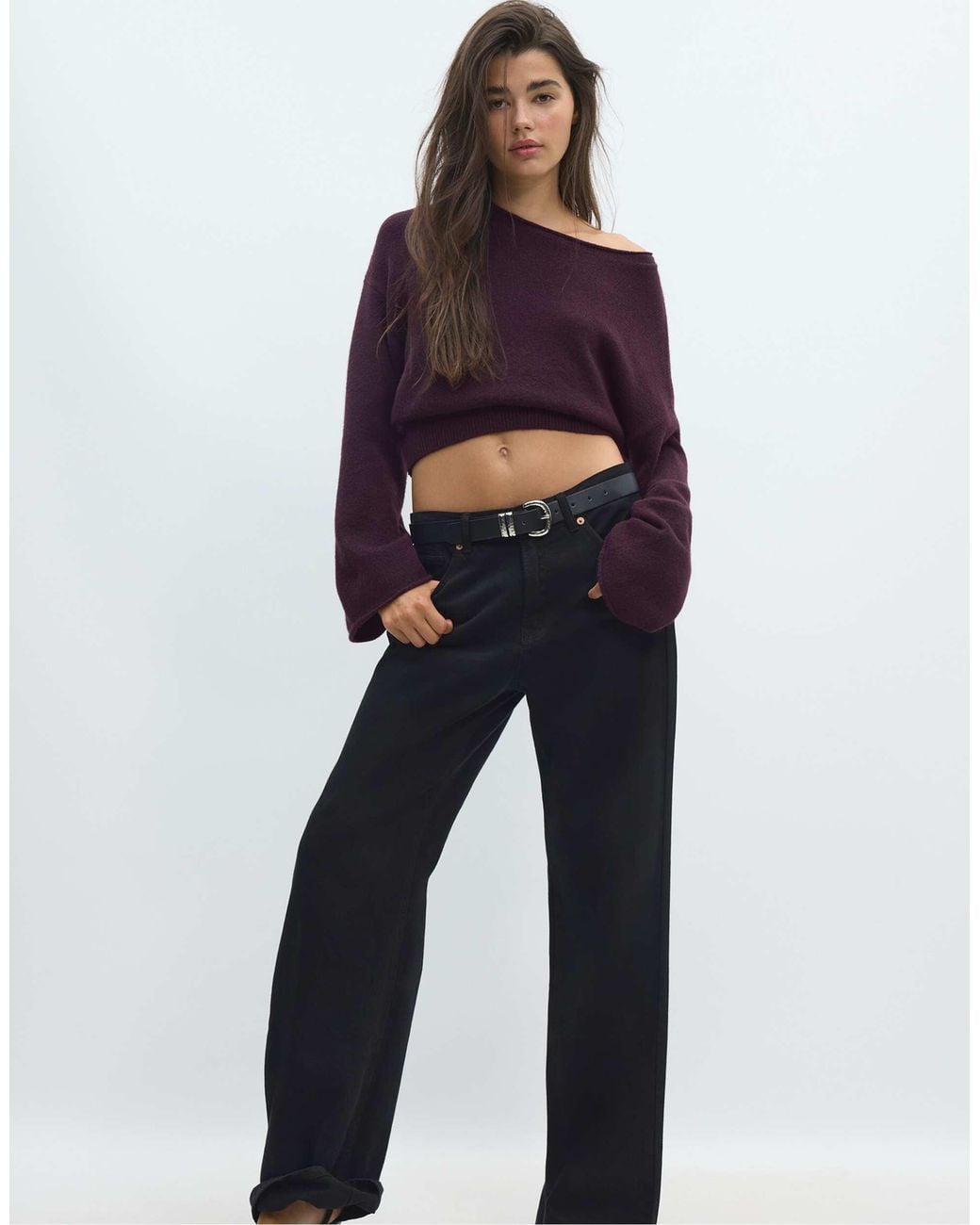 Stradivarius Blue Pullover mit weichem strickbund