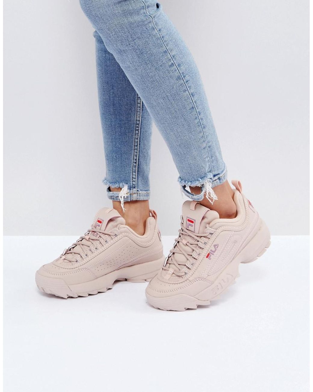 Fila Disruptor Low Trainers In Nude in Natural | Lyst