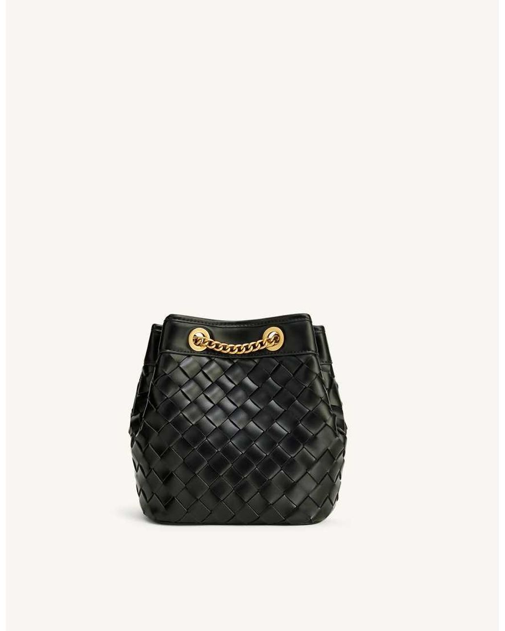 JW PEI Black Yara Hand Woven Bucket Bag