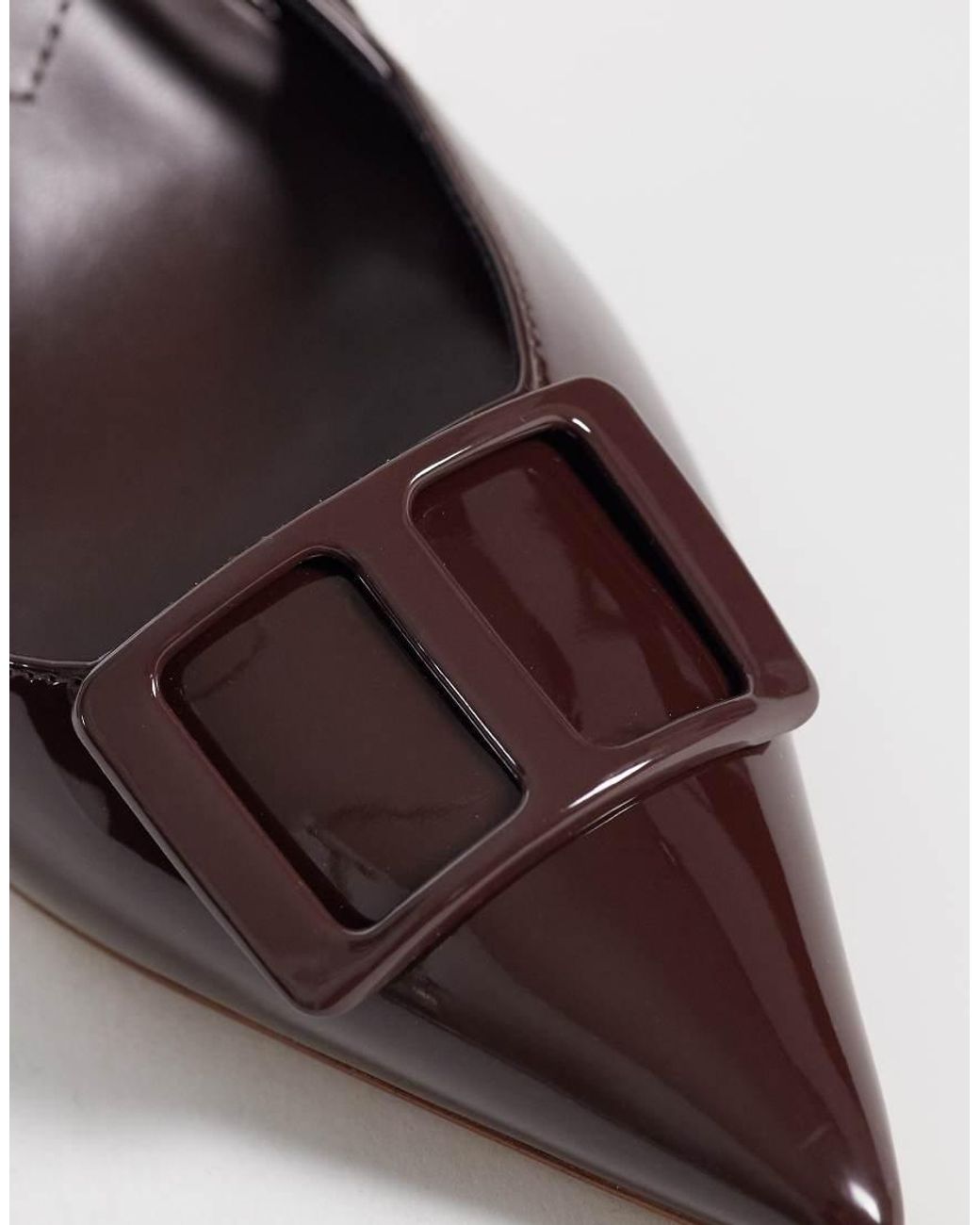 Mango Brown Pointed Heeled Slingbacks With Statement Buckle