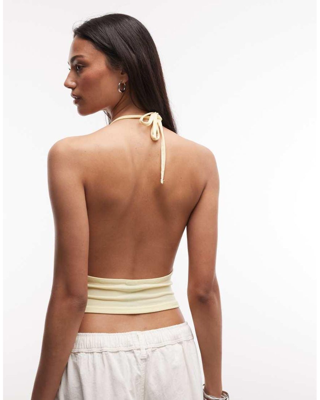 Collusion White Cowl Neck Halter Top