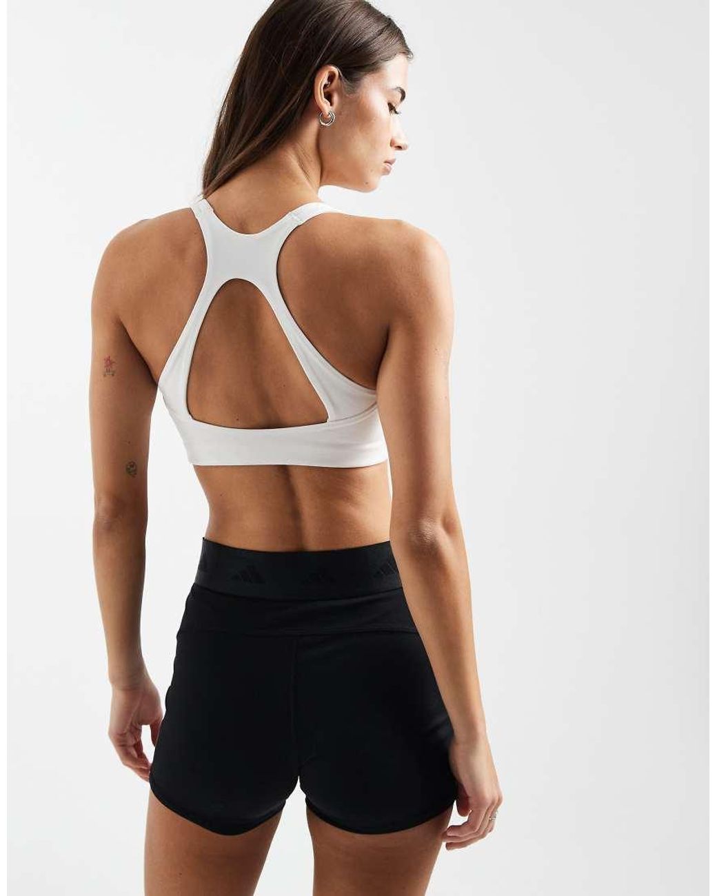 Adidas Originals White Adidas Training Optime Mid Support Sports Bra