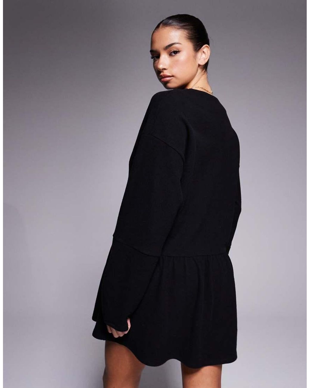 ASOS Black Supersoft V Front Dropped Waist Mini Dress