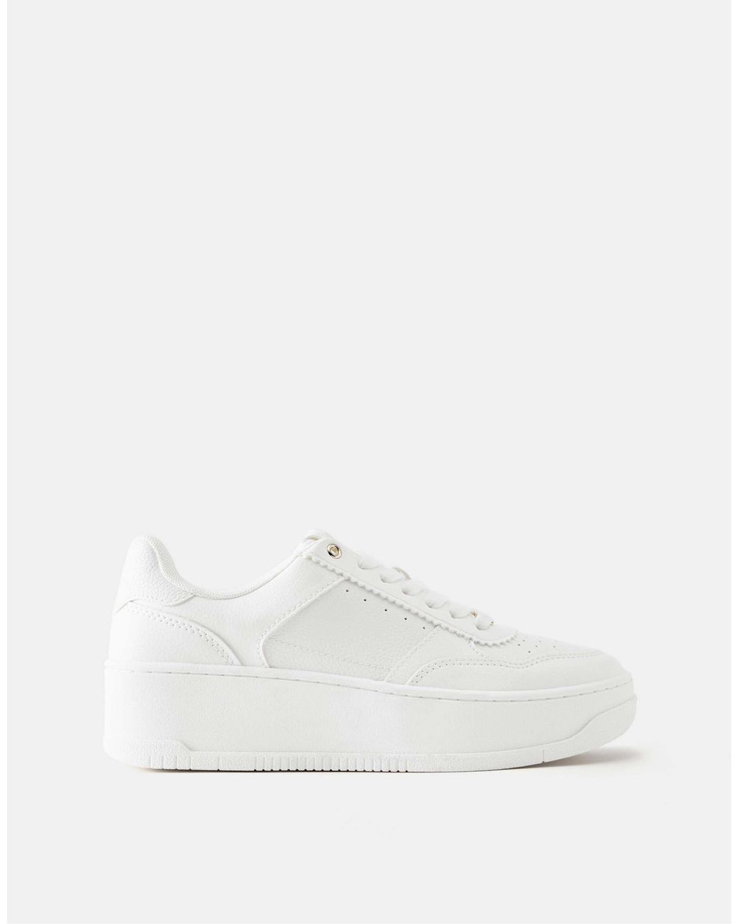 Pull&Bear White Plateau-sneaker mit details