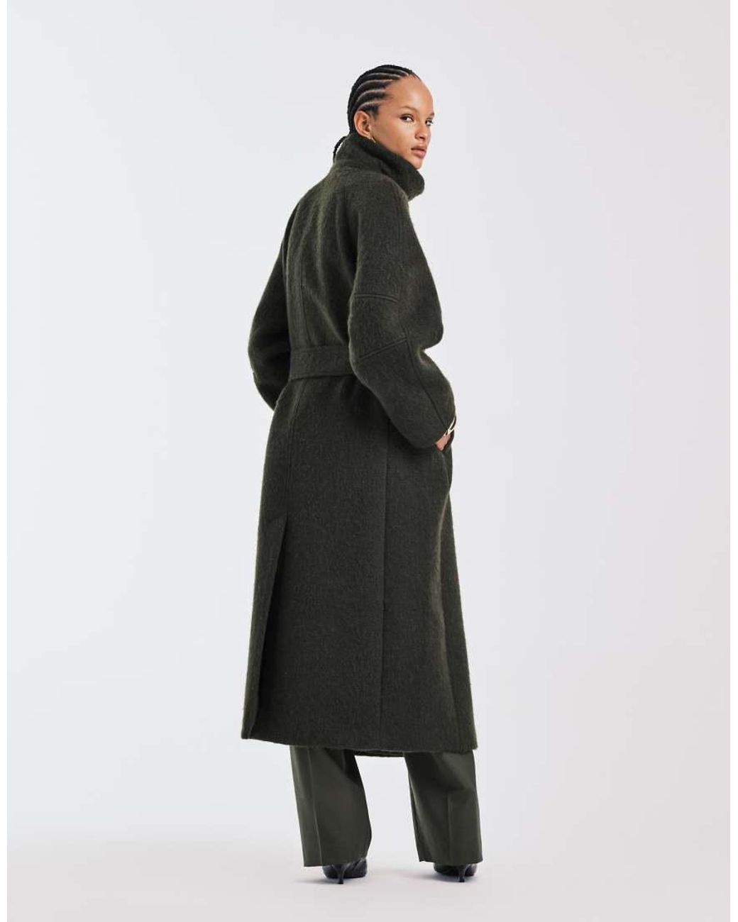 ASOS White Premium Brushed Wool Blend Oversized Funnel Neck Coat