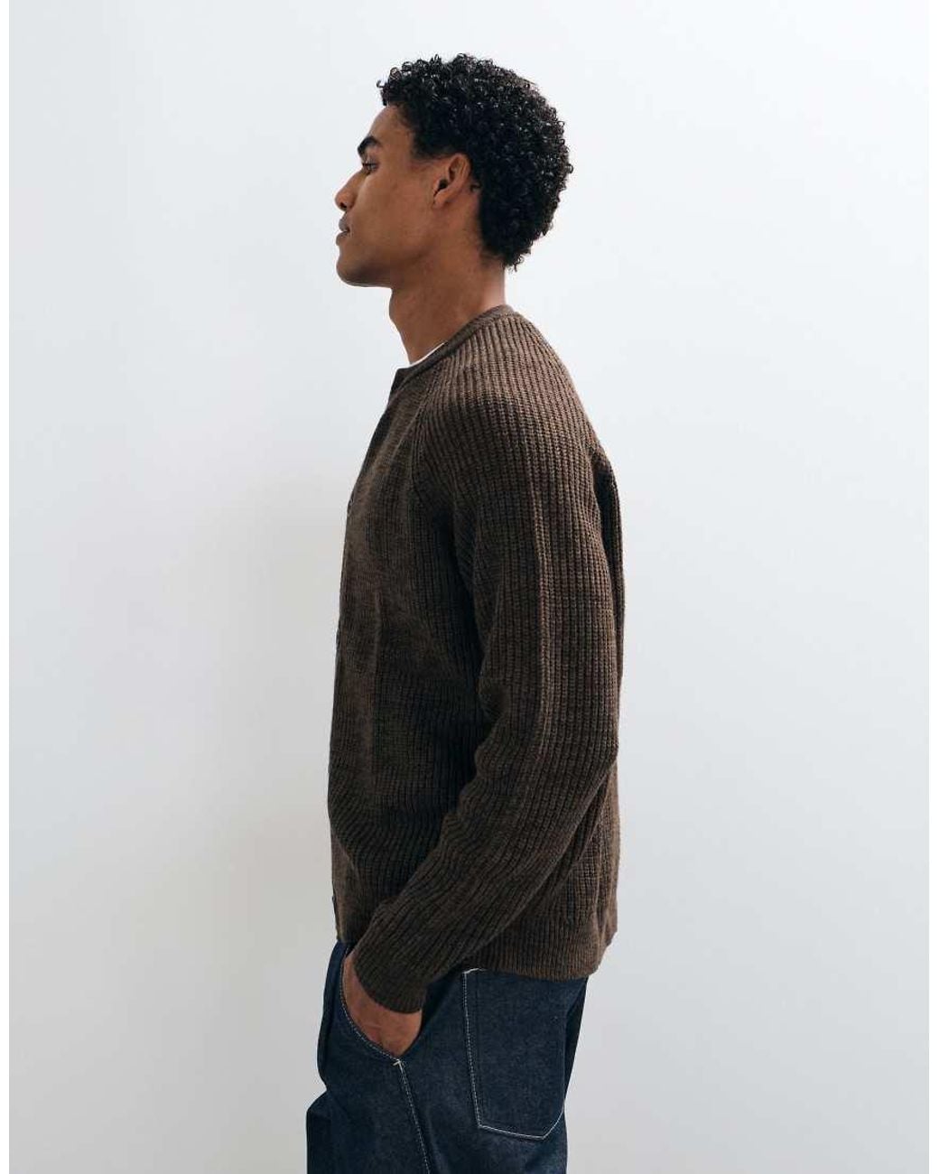 ASOS Black Oversized Knitted Fisherman Rib Cardigan for men