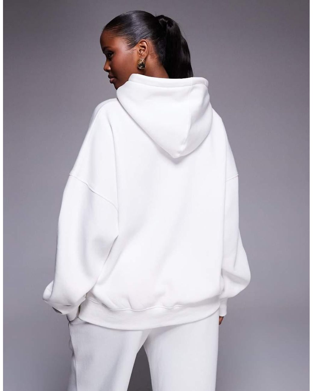 Kaiia Blue Cotton Rich Embroidered Logo Oversized Hoodie Co-ord