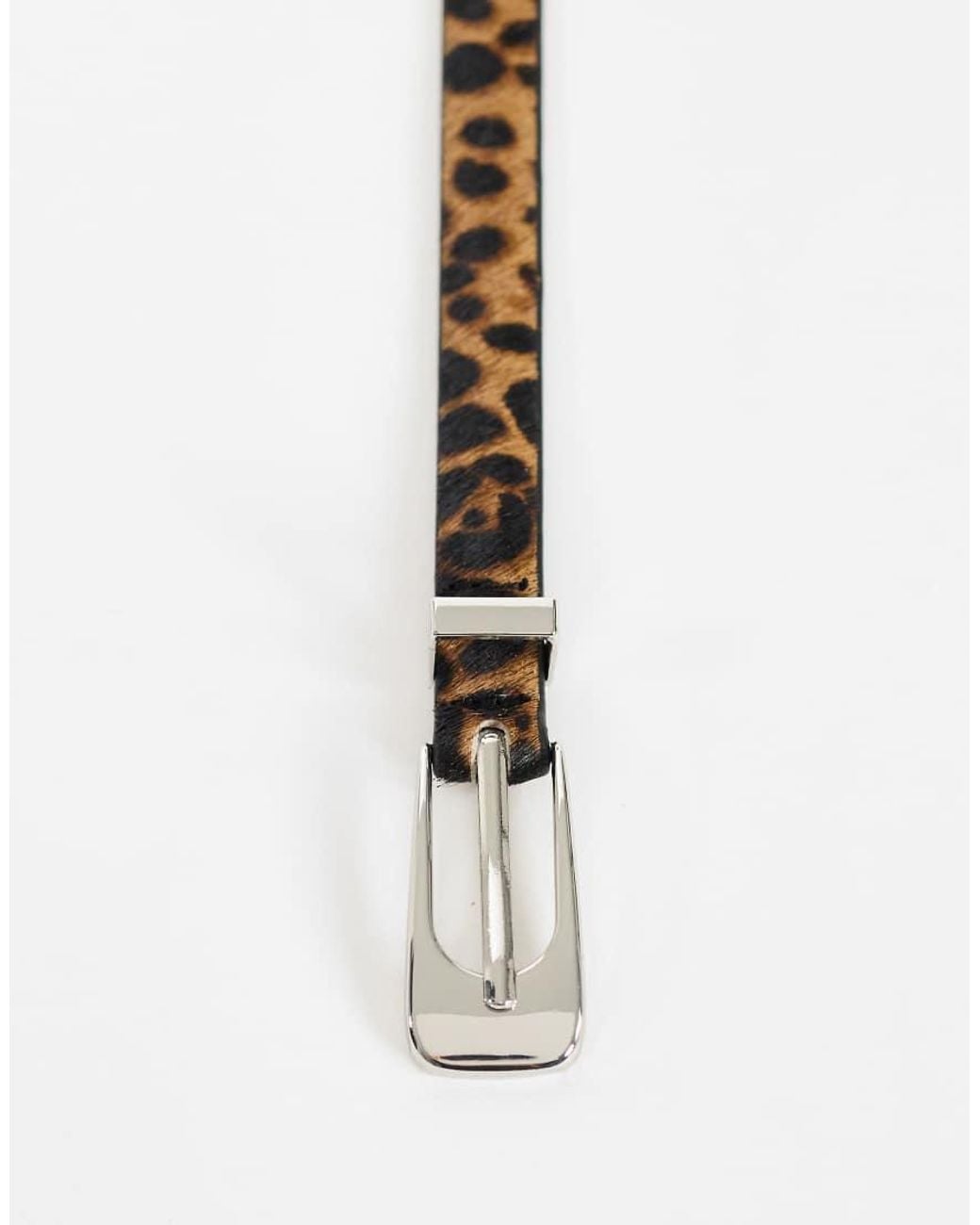 TOPSHOP White Skinny Hair On Real Leather Belt