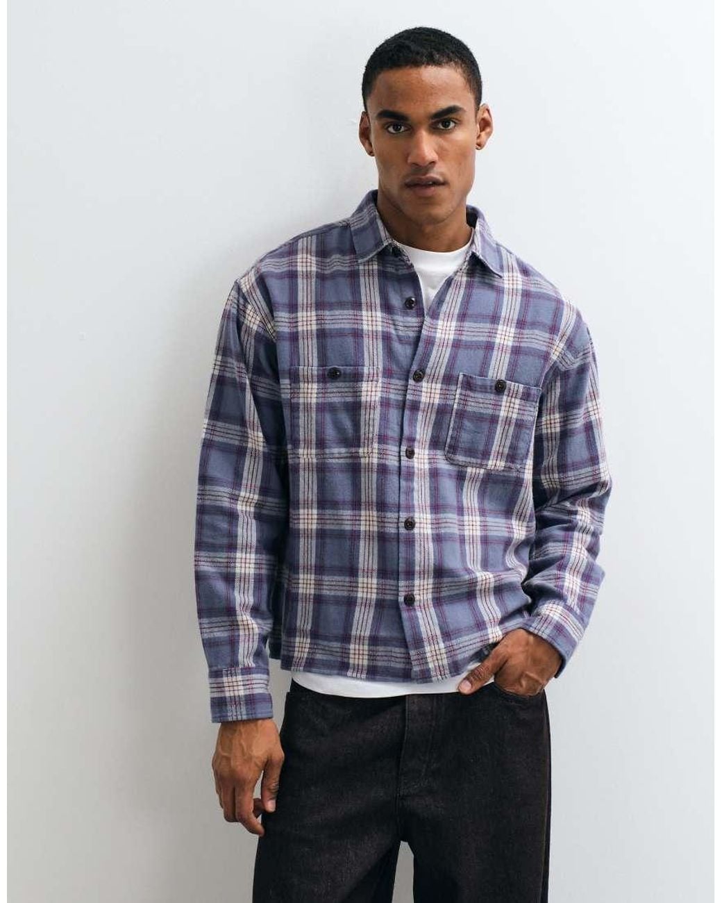 Cotton On Blue Richmond Long Sleeve Shirt for men