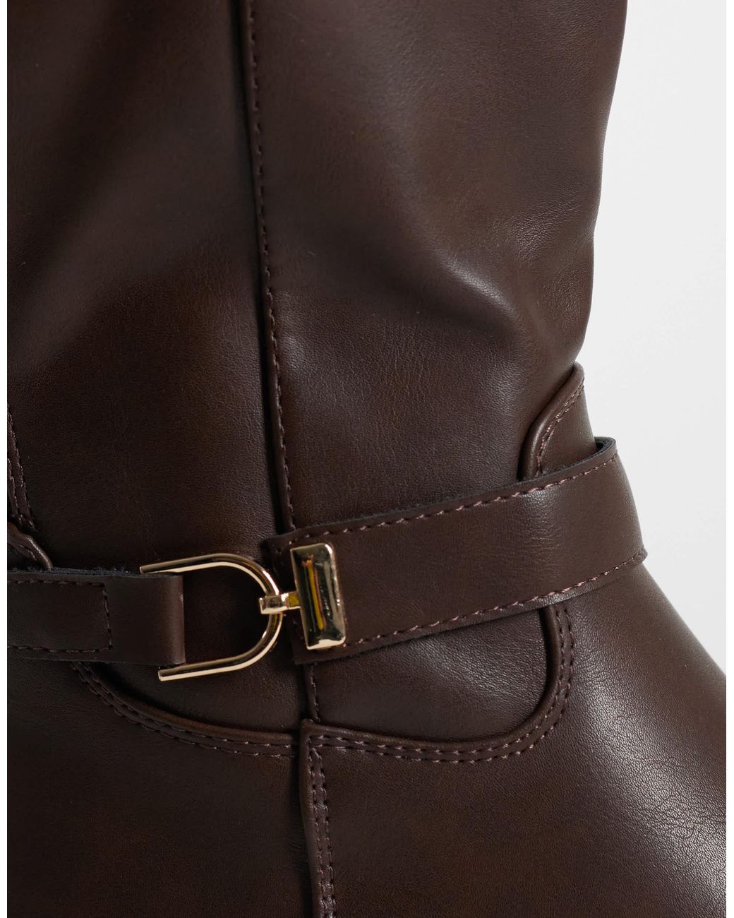 SEQWL Brown Latte Buckle Riding Boots