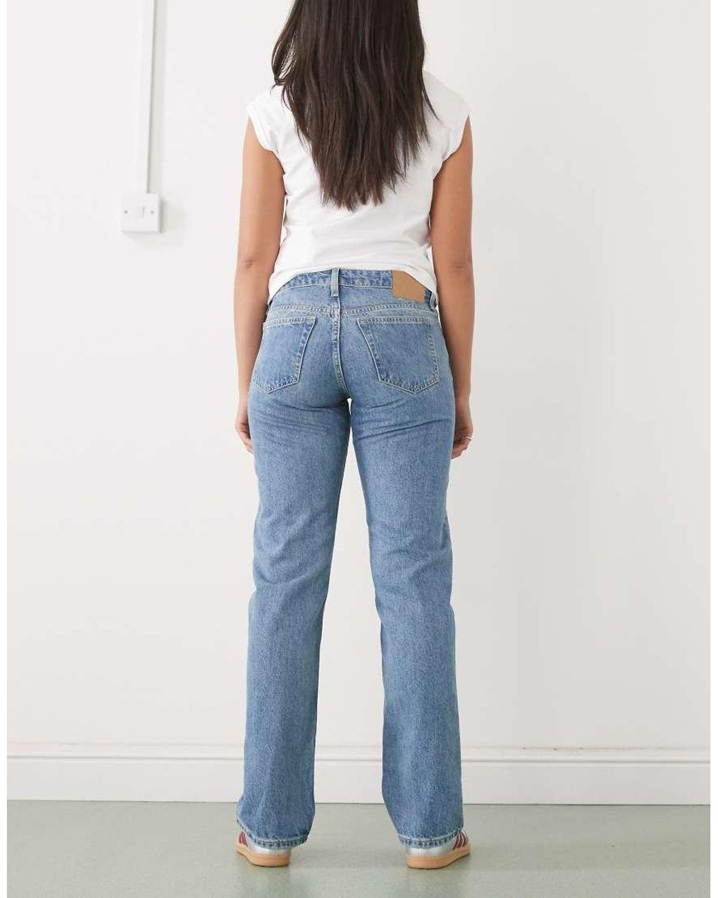 Weekday Blue Arrow Low Waist Straight Leg Jeans