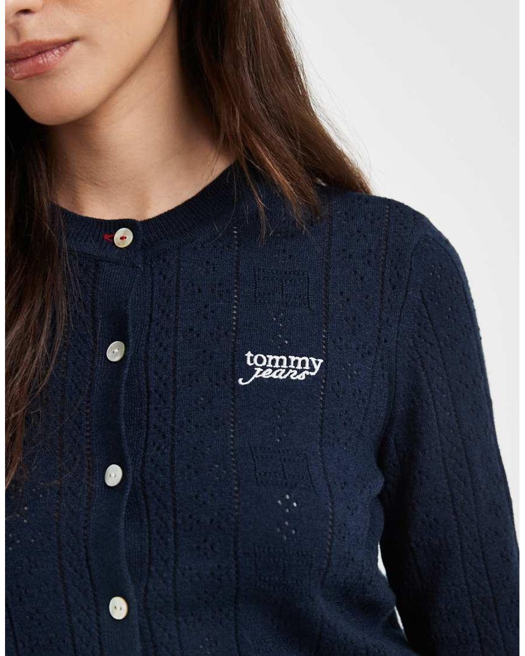 Tommy Hilfiger Blue Pointelle Cardigan