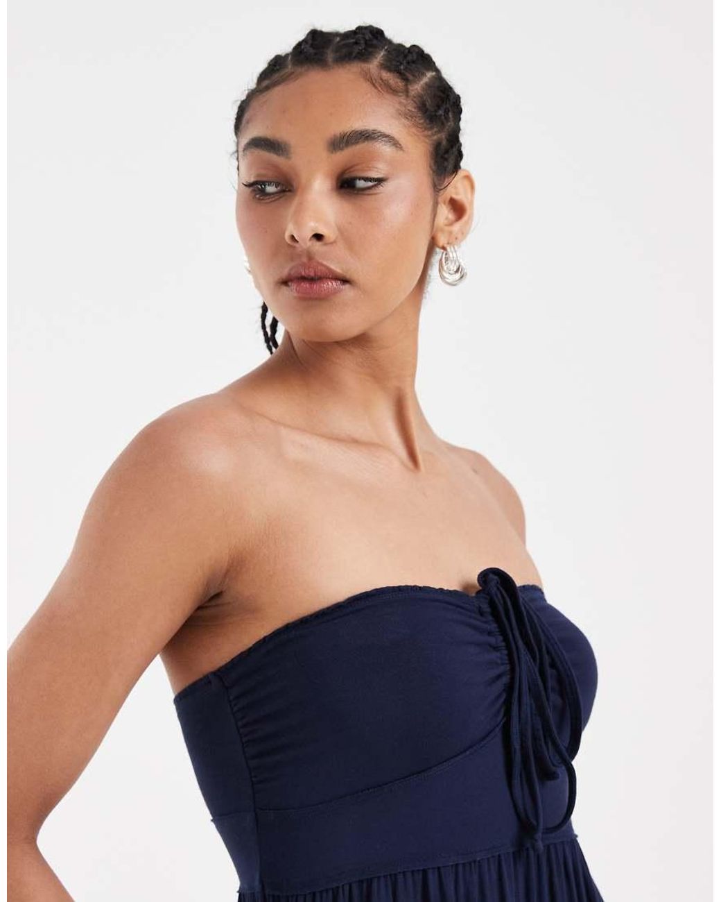 Hollister Blue Jersey Bandeau Maxi Dress