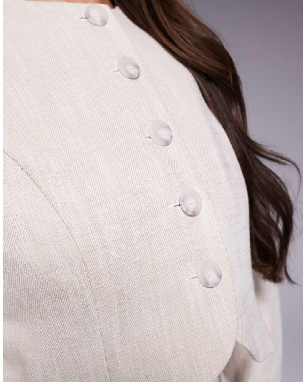 River Island Gray Collarless Puff Sleeve Blazer