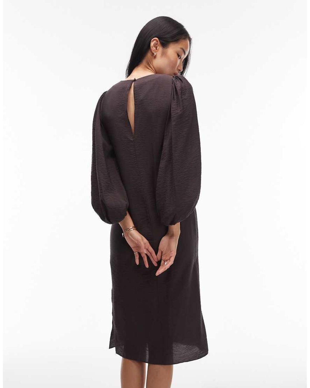 & Other Stories Orange Midi Dress With Volume Sleeves