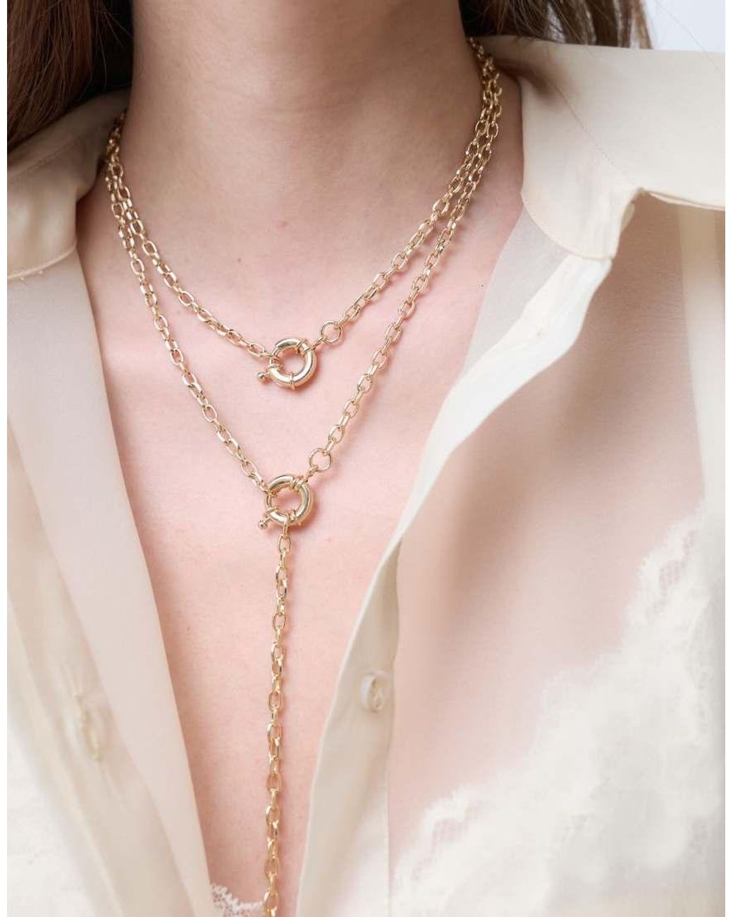 ASOS White Multi-Row Chain Necklace With O-Ring Details