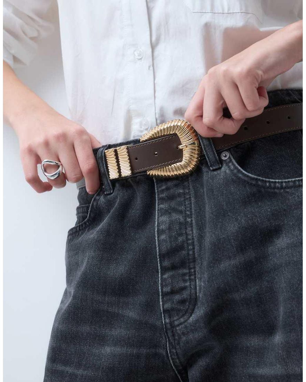 ASOS White Textured Multi Keeper Belt