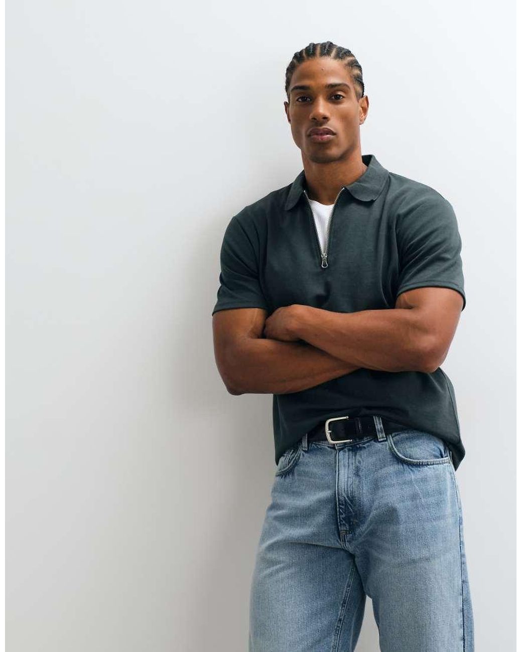 ASOS Blue Breathemax Heavyweight Zip Polo for men