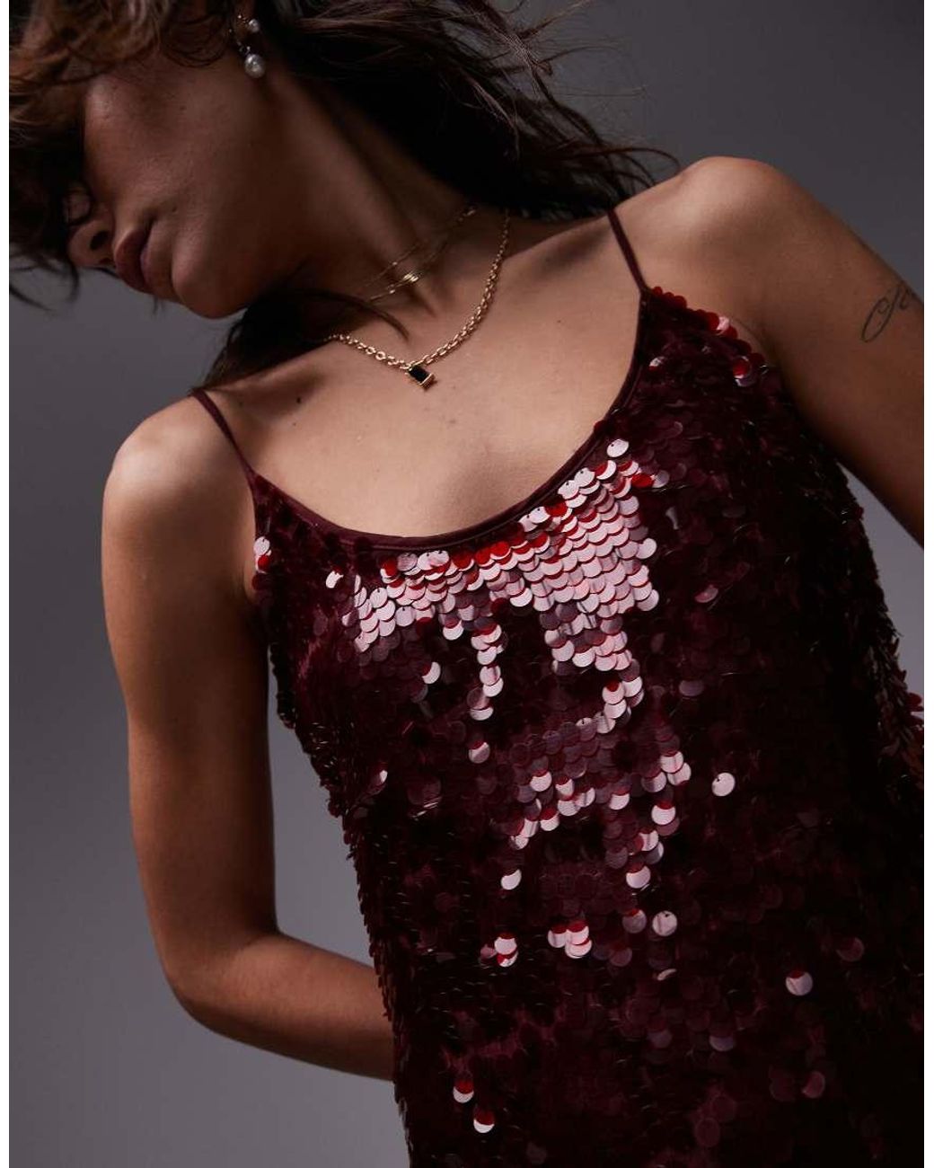 topshop sequin maxi dress Topshop Sequin Maxi Dress With Side Slit And Bow Detail In Charcoal - 55% Off