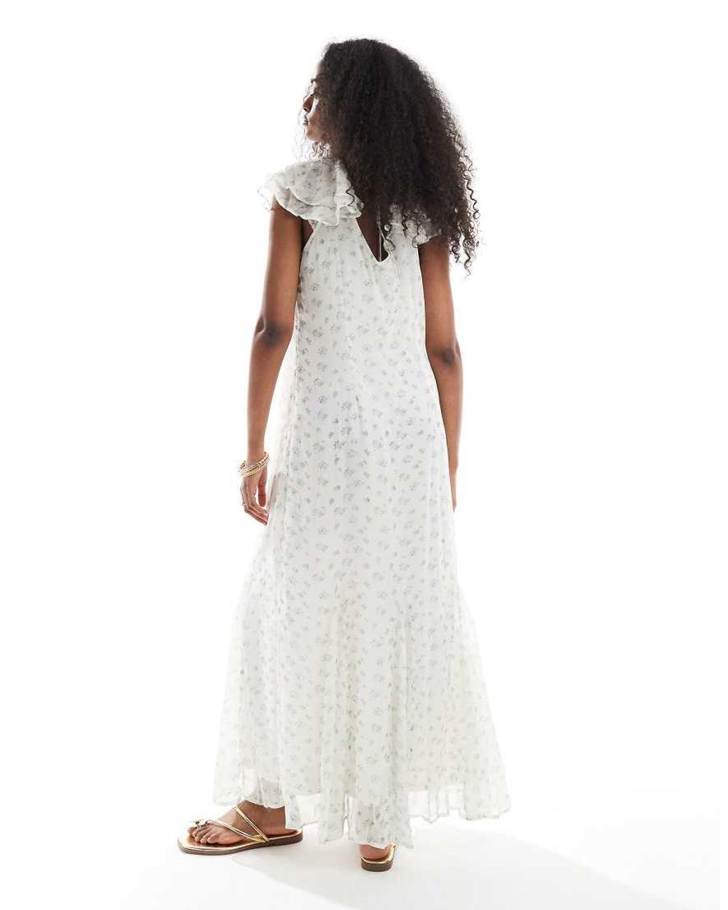 Vero Moda White Smilla Flutter Sleeve Ankle Dress