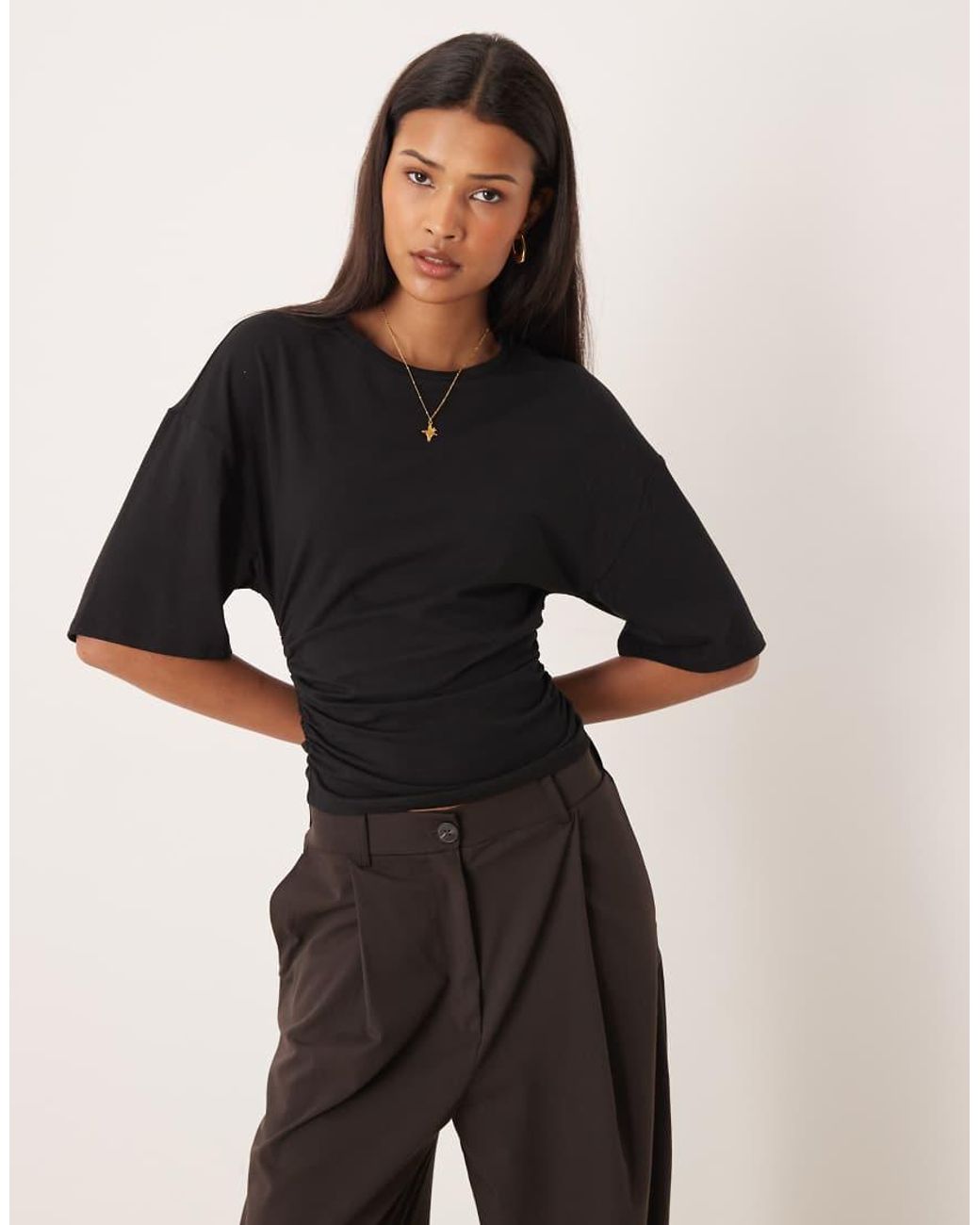 Gina Tricot Black Ruched Top