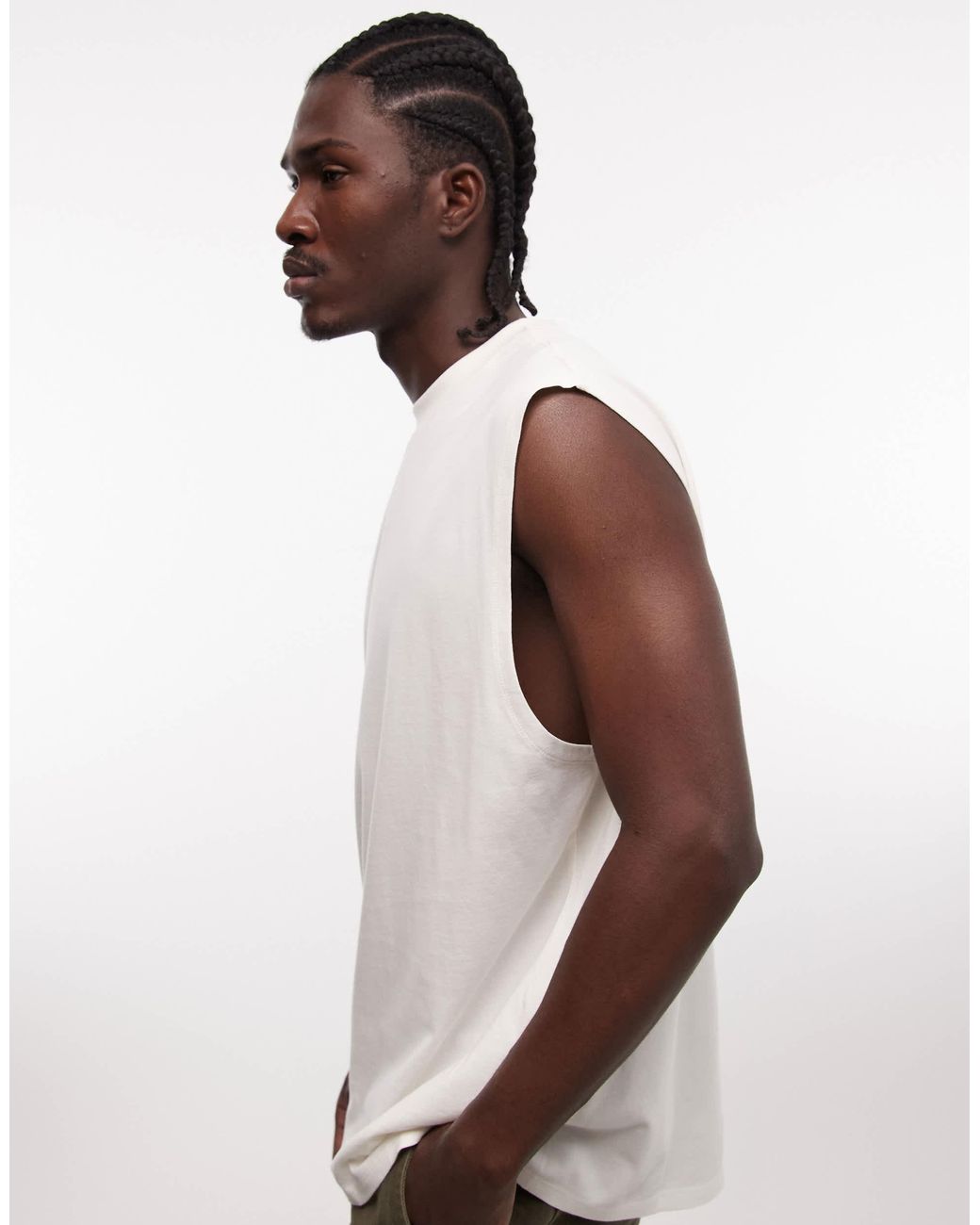 ASOS White Oversized Tank With Palm Print for men
