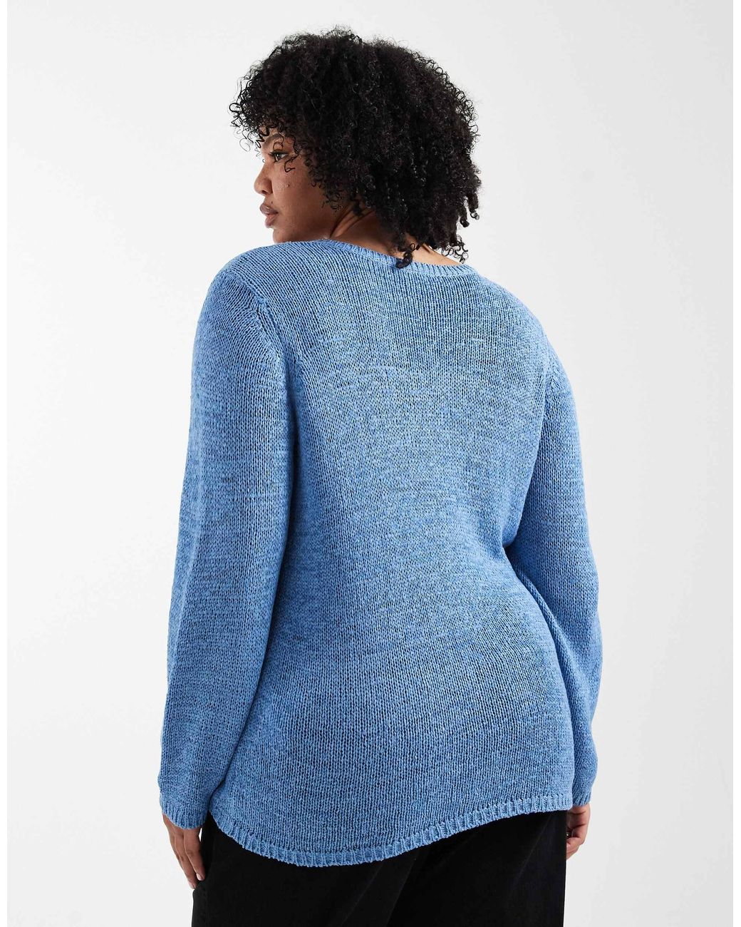 Pull en maille à col v ONLY en coloris Blue