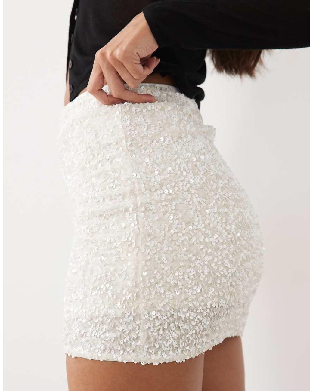 Threadbare Black Sequin Mini Skirt