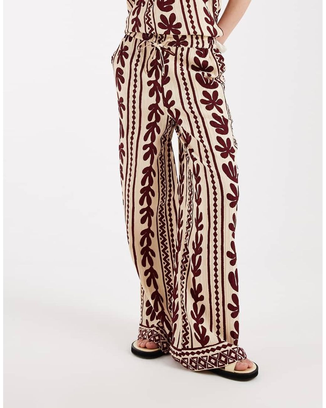 New Look White Co-ord Patterned Trousers